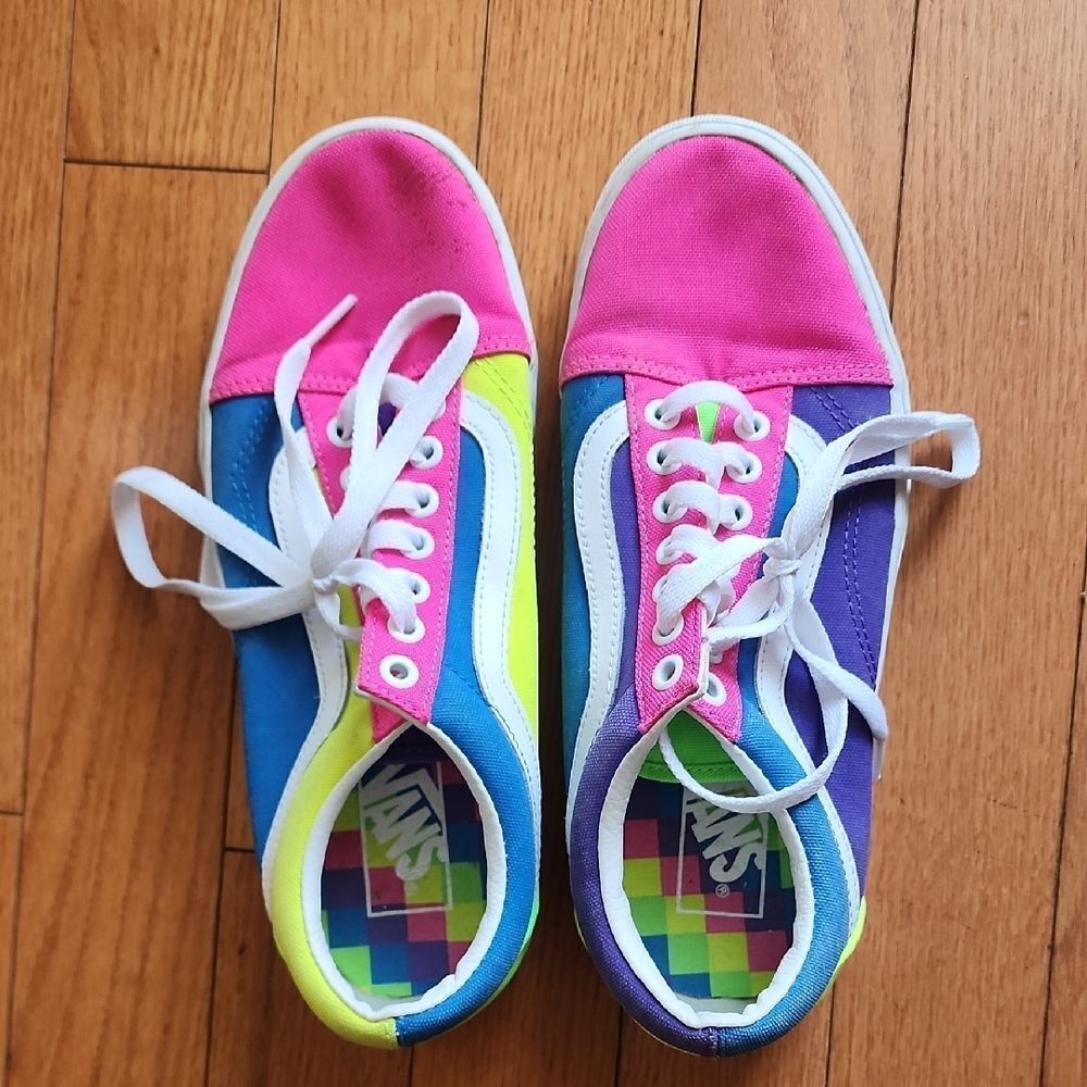 Vans Colorful Canvas Sneakers with White Laces- Women's Size 9 /Men's Size 7
